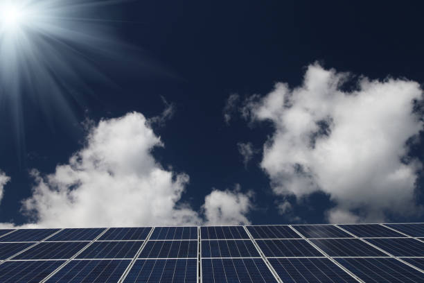 Solar panel on background of blue sky