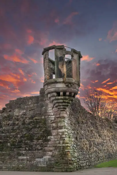 Photo of Citadel of Ayr Ancient Ruins at Sunset. Last Remaining Sentry Box of the Ruins.