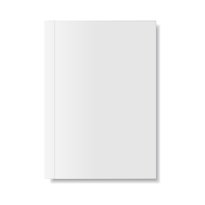 Magazine or Book White Blank Cover Isolated. Mock Up Template on White Background.