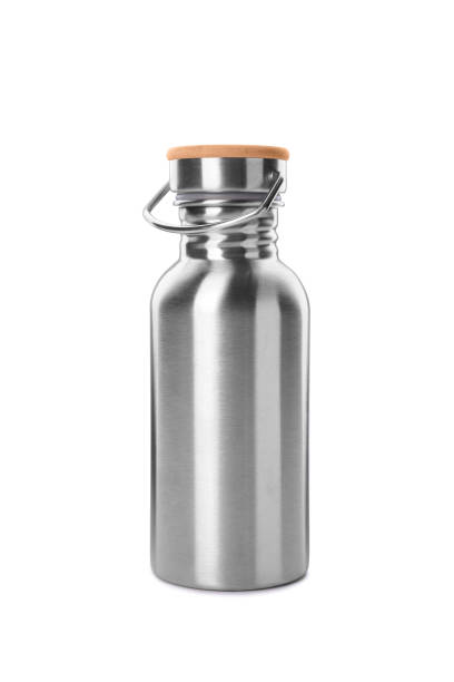 istock Steel bottle isolated on white background. Large water bottle for keeping temperature. Zero waster alternative for plastic bottle 1226550761