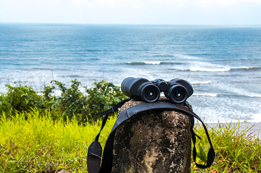 Binocular View of Sea and Beach