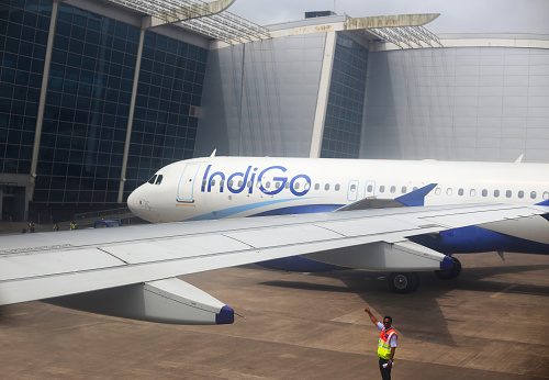 Jeju Island, South Korea- January 3, 2013: Jeju Island is a famous travelling island for leisure vacation and the most popular destination in South Korea. Here is a Boeing 737 airplane of Korean Air in Jeju International Airport.