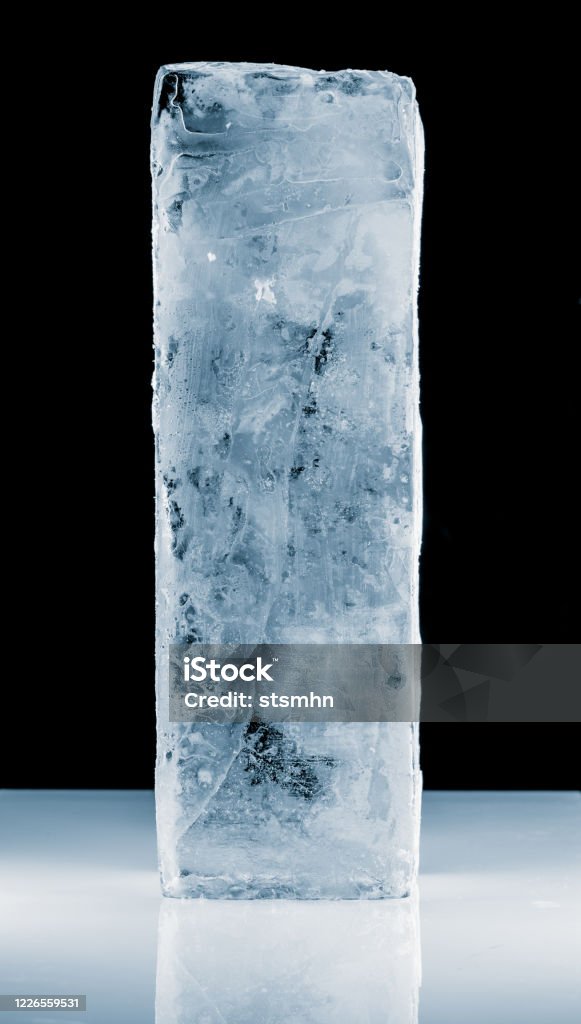 Translucent Frozen Block Translucent Ice Block With Reflection Isolated On Black Background ...