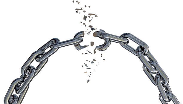 istock break breaking curve chain steel seperation escape  isolated in white background - 3d rendering 1226560950