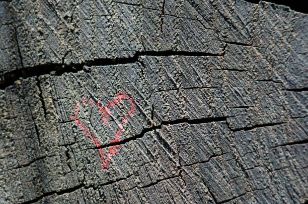 istock Painted red heart on the wooden surface. 1226568090