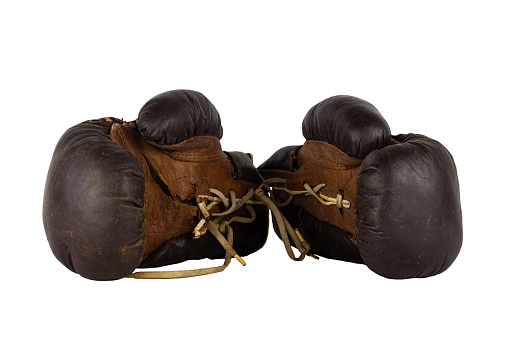 Vintage Boxing Gloves Isolated on White Background