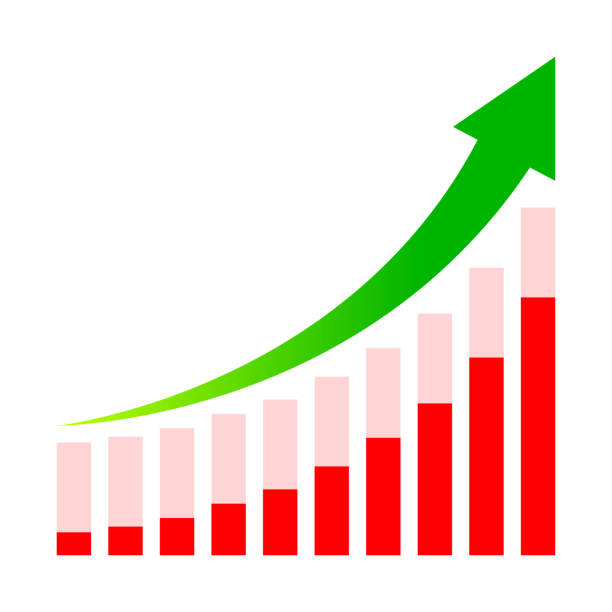 business graph and arrow progress green isolated on white, green arrow pointing up over chart bar graph, illustration diagram graph for profit success grow concept, graph bar icon graphic of financial report business graph and arrow progress green isolated on white, green arrow pointing up over chart bar graph, illustration diagram graph for profit success grow concept, graph bar icon graphic of financial report cost-benefit-analysis stock illustrations