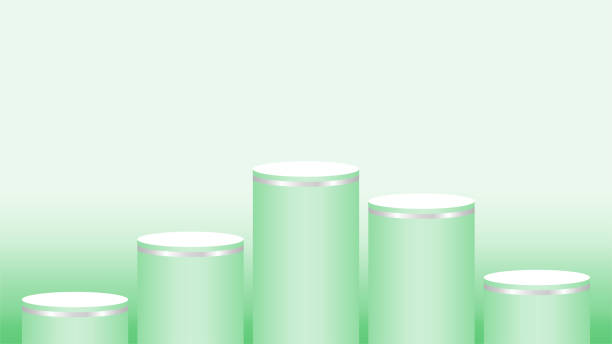 istock green pedestal cylinder circle five steps for cosmetics showcase, podium circle stage green pastel soft color, platform 5 steps for advertising copy space, podium round five layers for product display 1226570396