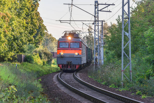 istock Freight train moves at evening summer time. 1226573369