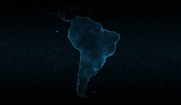 istock South America map of Corona Virus, blue background. 1226578724