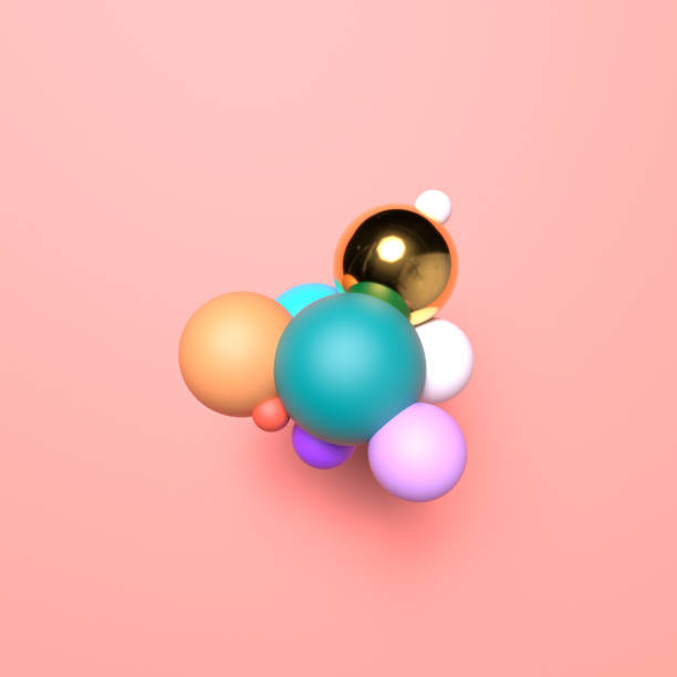 istock Abstract composition with golden and colorful spheres cluster. Colorful glossy bubbles. Futuristic background. 3D rendering. 1226579582