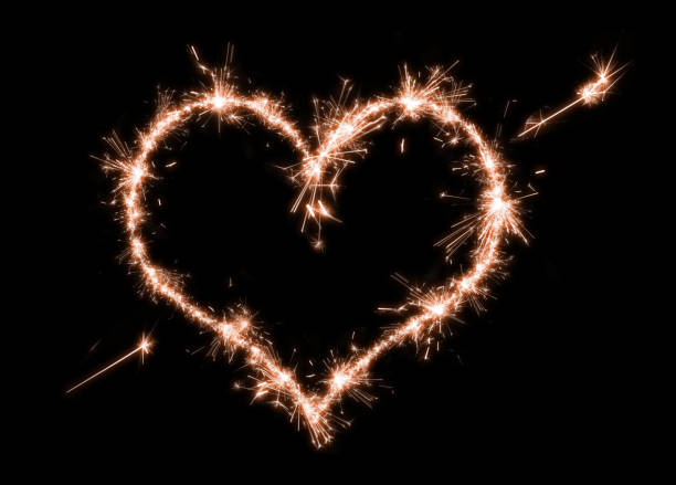 sparklers heart on a black background. - independence spark fire flame imagens e fotografias de stock