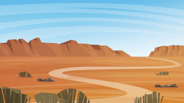illustrazioni stock, clip art, cartoni animati e icone di tendenza di illustrazione vettoriale del paesaggio del deserto del grand canyon. - desert