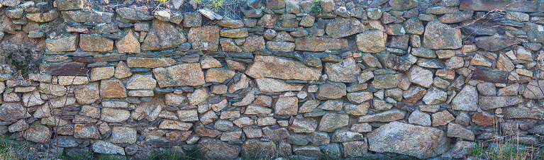 stone wall - texture of an old wall built of stones