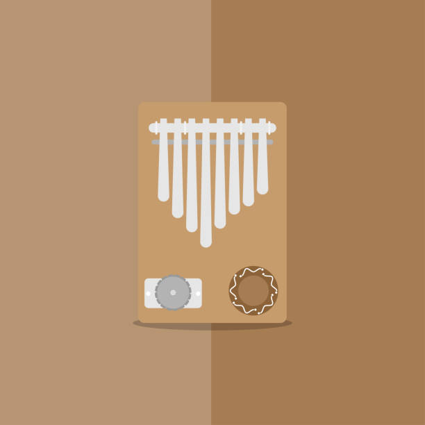 ilustraciones, imágenes clip art, dibujos animados e iconos de stock de diseño vectorial plano de mbira o thumb piano. - thumb piano illustrations