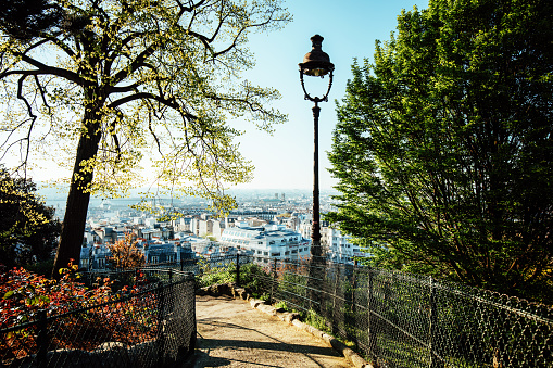 Stairway and Lamp, Montmartre, Paris, France