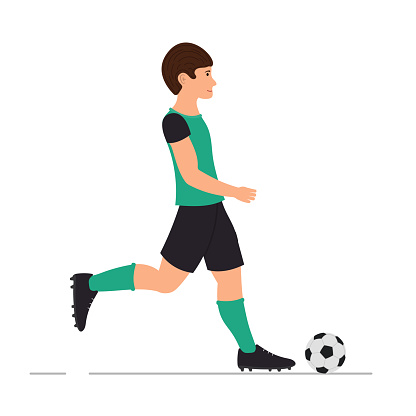 Man Plays Football Soccer Player Man Kicks A Soccer Ball Vector  Illustration In Cartoon Style Stock Illustration - Download Image Now -  iStock