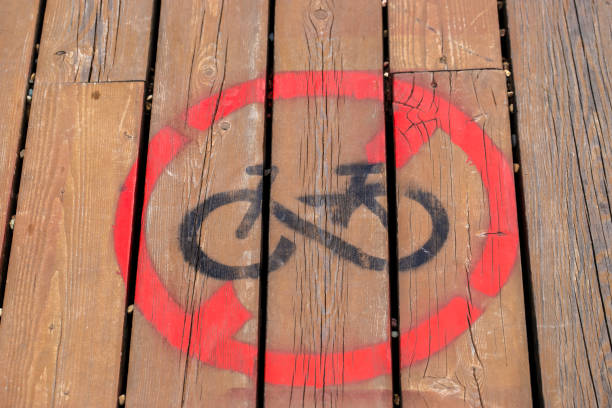 No bikes sign painted on a track