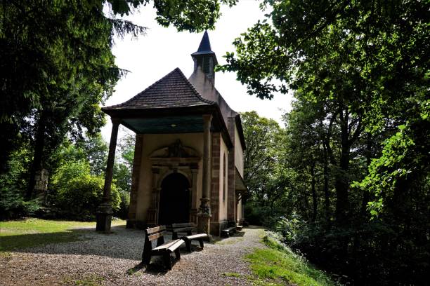 little chapel next to murbach abbey in the alsace region - murbach imagens e fotografias de stock
