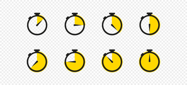 ilustrações de stock, clip art, desenhos animados e ícones de stopwatch timer set icon vector flat design. isolated sign - 10 speed