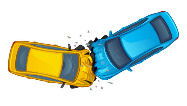 Car crash Car crash on a white background drawing of the destroyed city stock illustrations