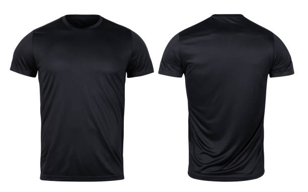 istock Black sport t-shirt front and back mockup isolated on white background with clipping path 1226605001