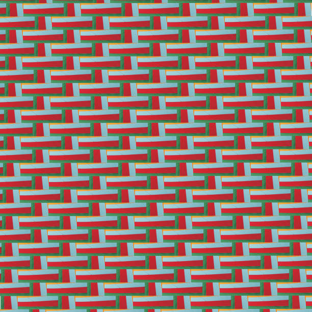 Christmas festive red and blue spiral tunnel. Striped twisted xmas optical illusion. Hypnotic background. 3D render illustration. December winter celebration wallpaper.