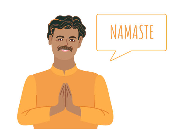 Man Making Namaste Stock Illustration - Download Image Now - Prayer Pose -  Greeting, Illustration, Portrait - iStock