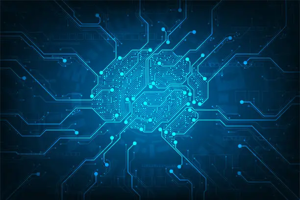 Vector illustration of Circuit designed in the form of brain.