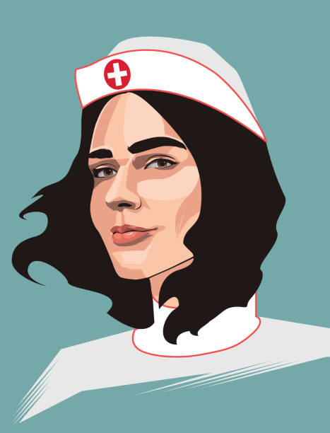 bildbanksillustrationer, clip art samt tecknat material och ikoner med modig sjuksköterska - rött kors