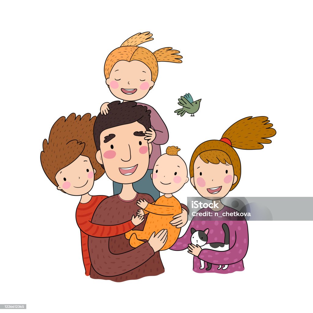 A Happy Family Parents With Children Cute Cartoon Dad Mom Daughter Son And Baby Stock Illustration - Download Image Now - iStock A Happy Family Parents With Children Cute Cartoon Dad Mom Daughter Son And Baby Stock Illustration - Download Image Now - iStock