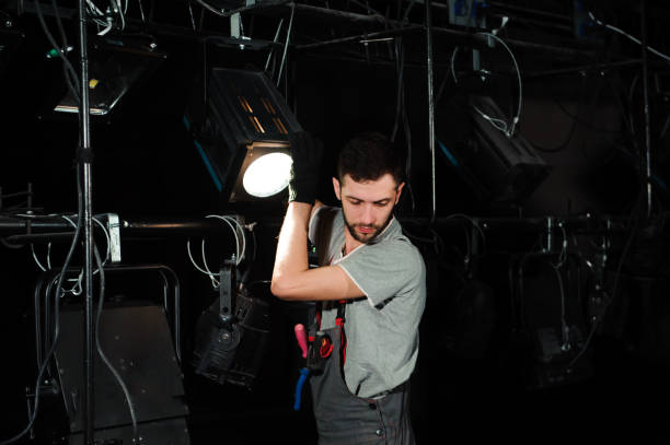 istock The stage worker sets up the lights 1226612431