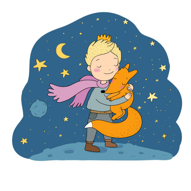 маленький принц.сказка о мальчике, розе, планете и лисе. - child little boys people friendship stock illustrations