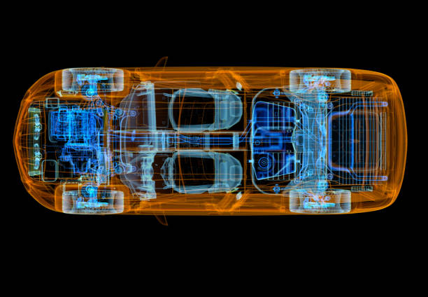 istock Technical 3d illustration of SUV car with x-ray effect. 1226615879