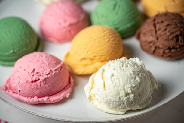 istock assorted scoopes of ice cream on plate 1226616176