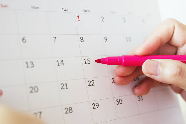 istock Hand with pen writing on calendar date 1226617985