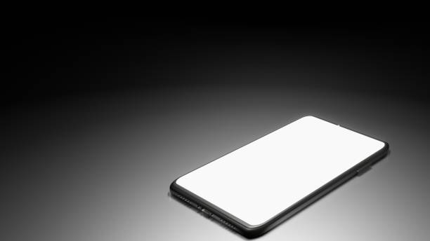 istock 8K 3D Rendered Isolated Smartphone on the Floor in the Dark Room with One Light Source and Screen turn on (right side) 1226619198