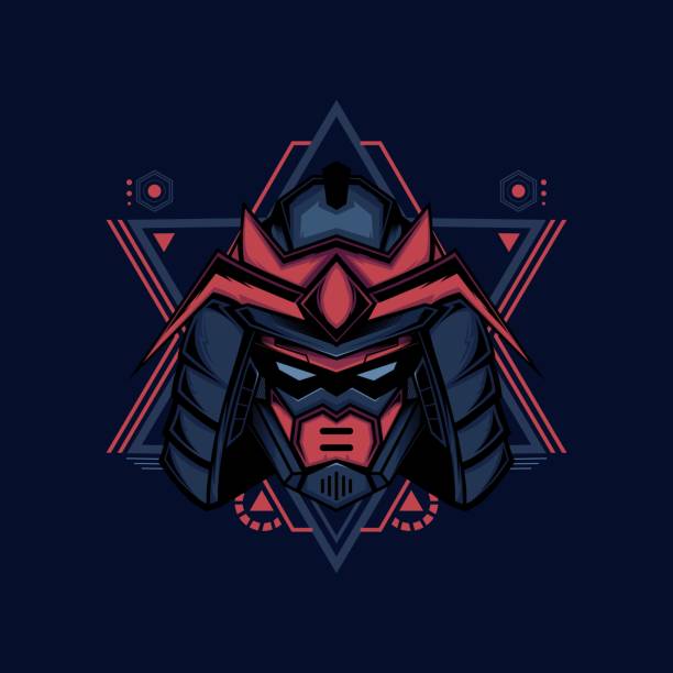 samurai robot head vector illustration, good for or merchandise, apparel or other with modern geometry ornament samurai robot head vector illustration, good for or merchandise, apparel or other with modern geometry ornament modern geisha stock illustrations