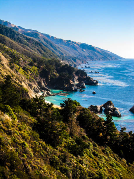 Landscape scenery along California US1 Coastal Highway stock photo