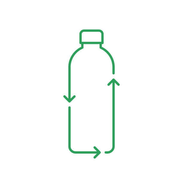bildbanksillustrationer, clip art samt tecknat material och ikoner med återvinn flasklinjeikonen. plastflaska med återvinningspilar. noll avfall och hållbarhetskoncept. - water bottle cap