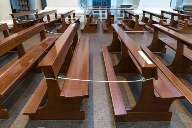 istock Anti Covid or Coronavirus measures in church 1226622469