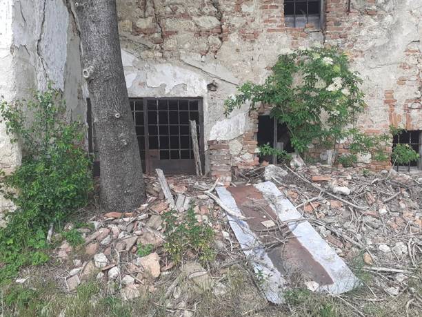 istock an old wall with a window in the middle 1226624437