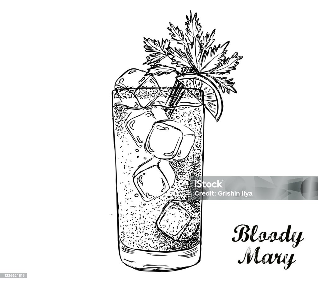 Bloody Mary Cocktail Hand Drawn Stock Illustration - Download ...