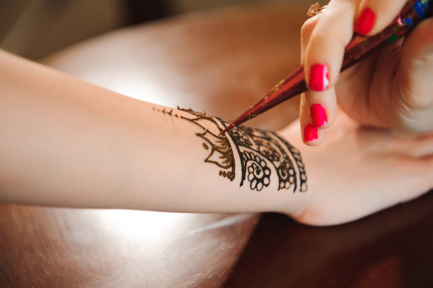 istock Master mehndi draws henna on a female hand. 1226626248