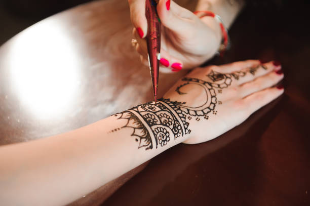 istock Mehndi is traditional Indian decorative art. Close-up 1226626430