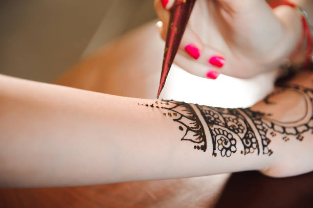 istock Mehndi is traditional Indian decorative art. Close-up 1226626469