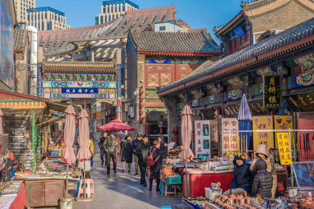 Traditional antique market in Tianjin stock photo