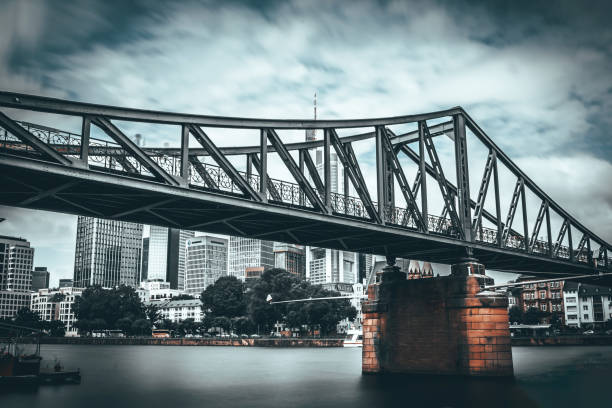 A bridge for pedestrians only in the heart of Frankfurt crossing the Main River