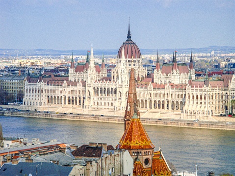 Aerial view on Budapest Parliament