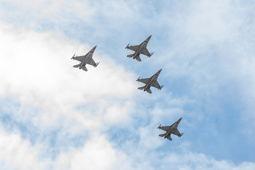 F-16's flyover South Florida during the Memorial Day weekend to salute the health workers due to the Covid-19 pandemic on May 23rd, 2020 at Sunrise, FL.
